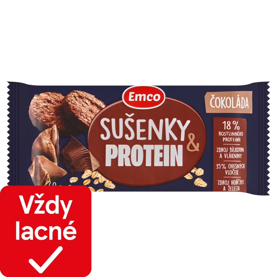 Emco Ovsené sušienky s čokoládou a proteínom 60 g