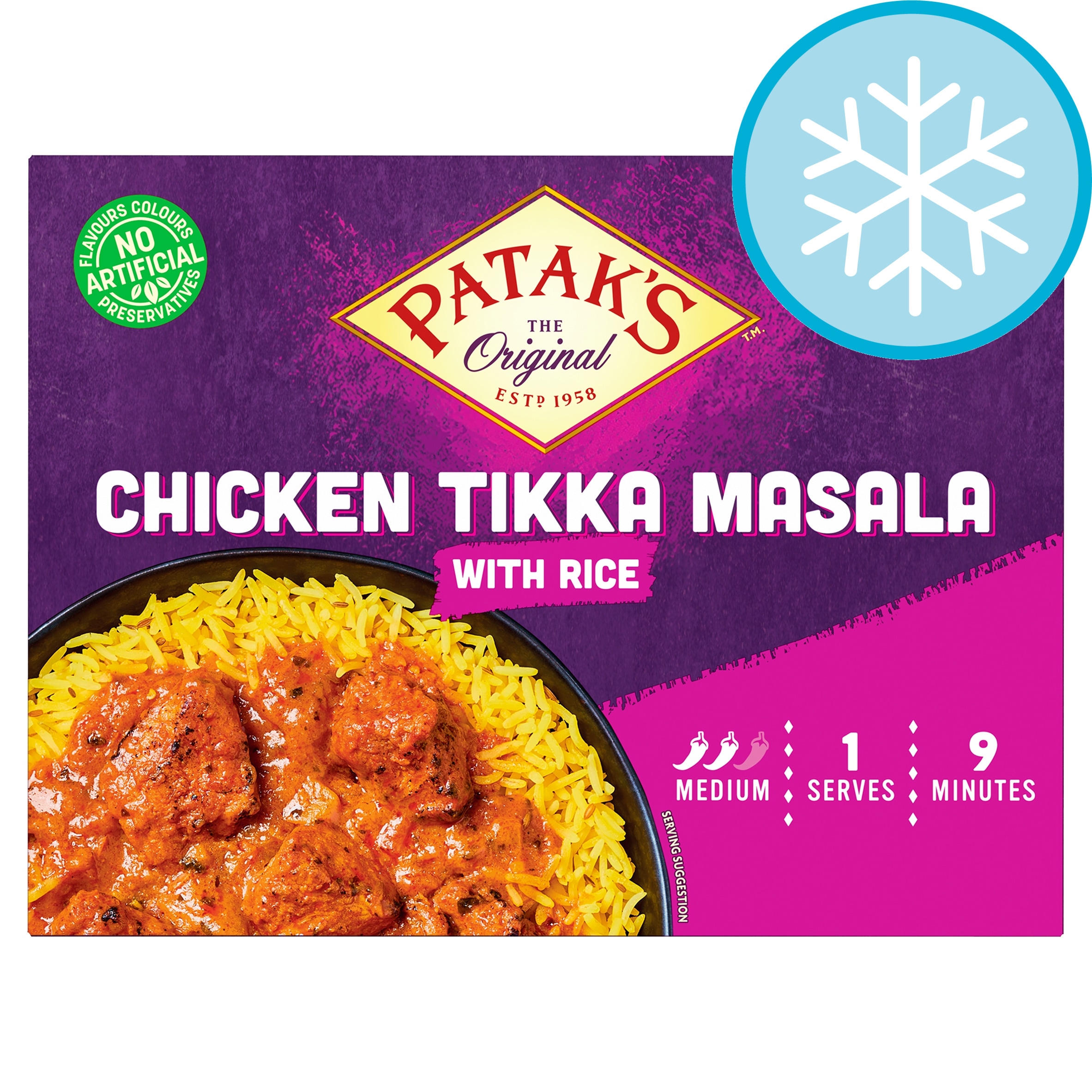 Patak’s Indian Chicken Tikka Masala Curry with Cumin Rice Ready Meal 400g