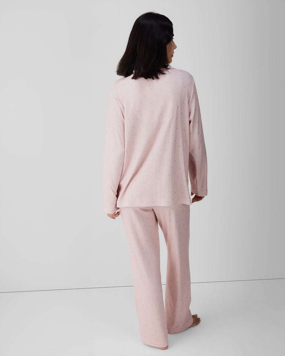 image 1 of F&F Pointelle Floral Print Revere Pyjama Set in Multi Pink