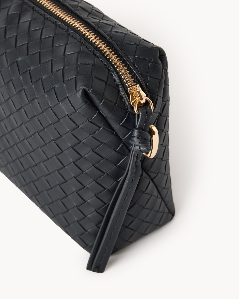 image 1 of SACHA Woven Crossbody Bag in Black