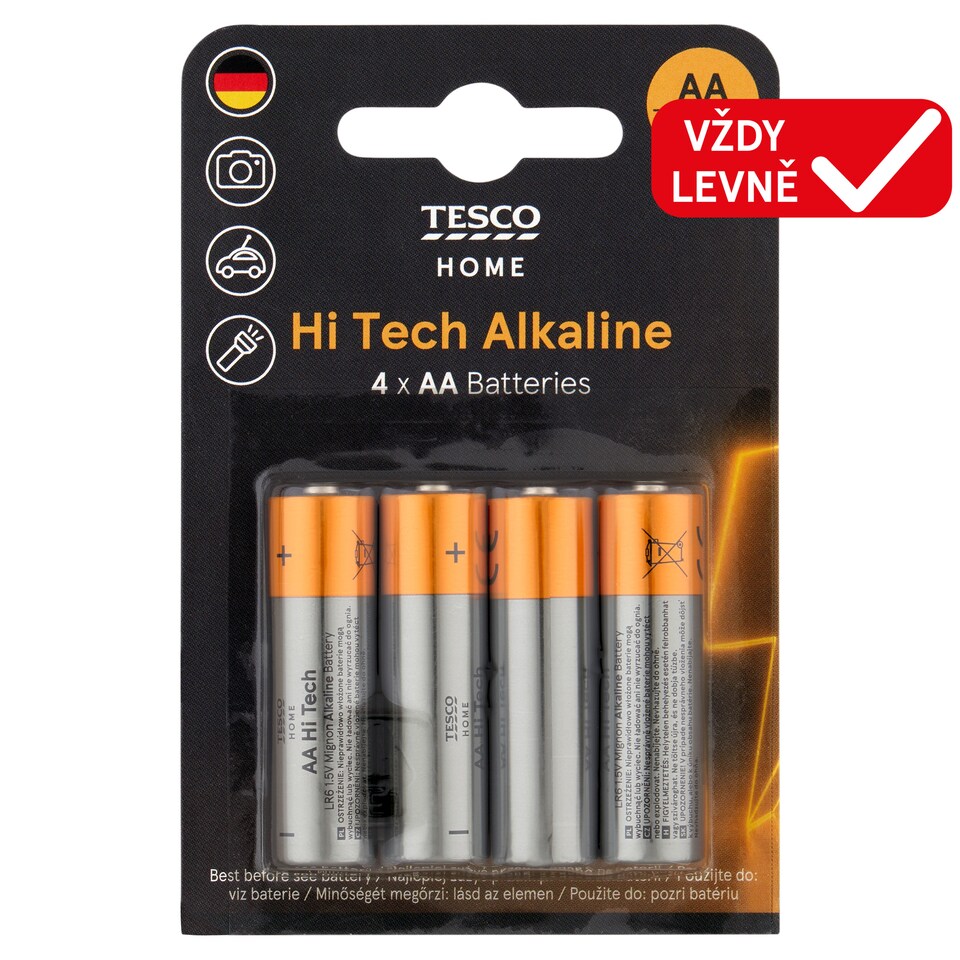 Tesco Home Alkalické baterie AA 4 ks