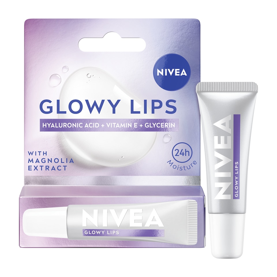 image 1 of NIVEA Glowy Lip Balm Tube Original 24h with Hyaluronic Acid 10ml