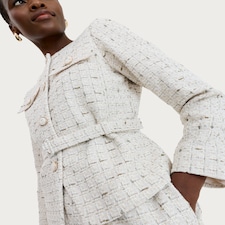F&F Boucle Textured Belted Co-ord Jacket in Cream