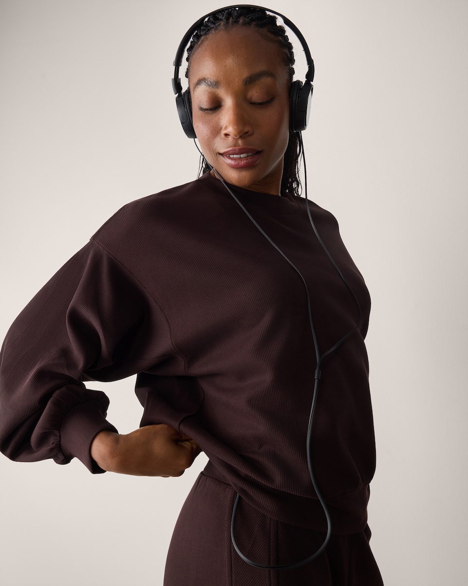 image 1 of F&F Active AFTERCLASS Textured Hoodie in Chocolate