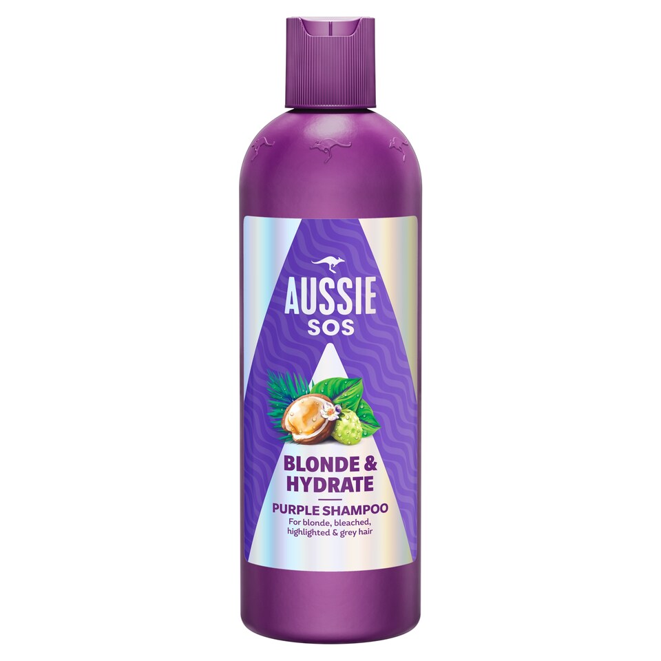 image 1 of Aussie SOS Blonde & Hydrate Purple Shampoo 300ml for Bleached, Highlighted and Grey Hair