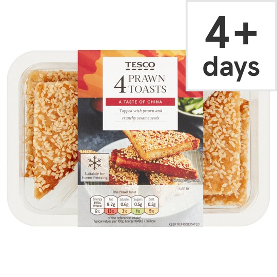 Tesco 4 Prawn Toast 128G Tesco Groceries