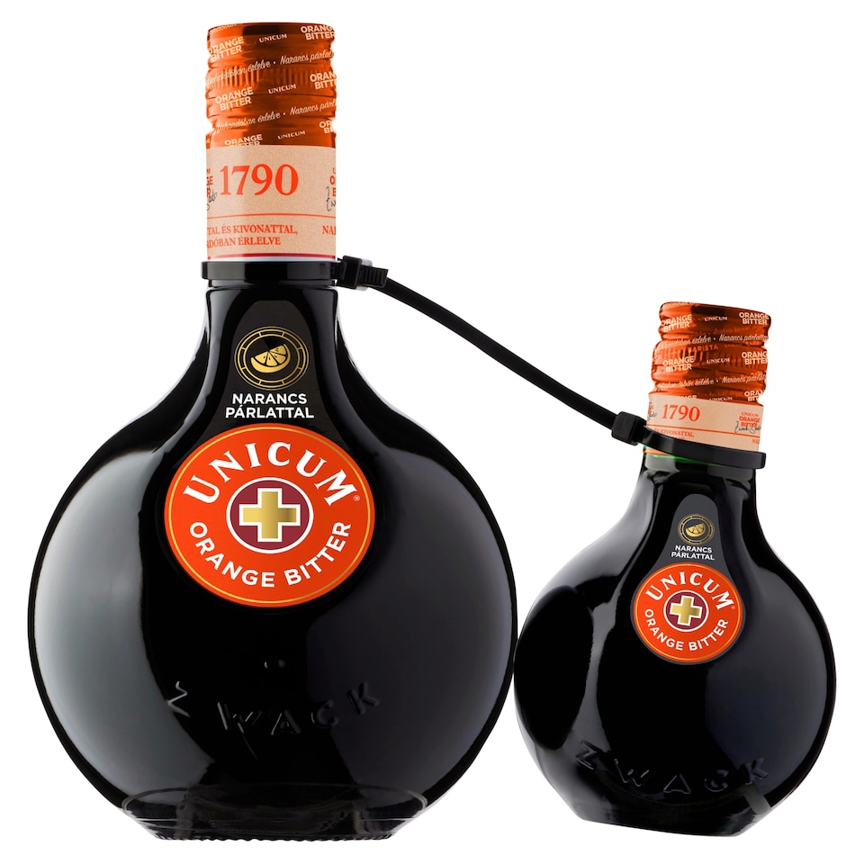 Zwack Unicum Orange Bitter gyógynövénylikőr narancspárlattal 34,5% 0,7 l + 0,04 l