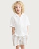 image 1 of F&F Boys 2-Piece Pure Cotton Shirt and Striped Shorts in Stone