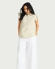 image 2 of F&F Pure Cotton Double Cloth Ruffle Sleeved Blouse in Green