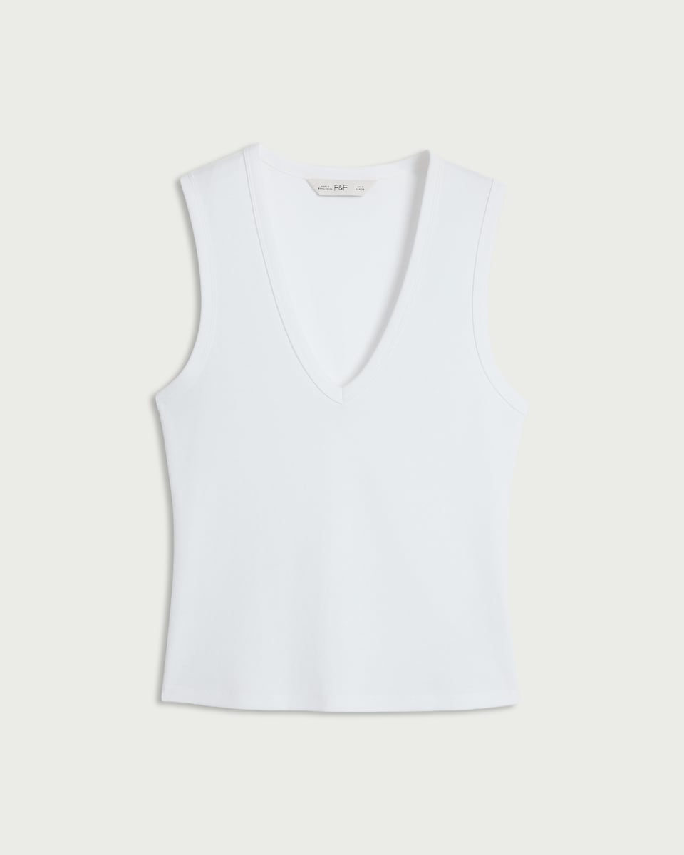 image 1 of F&F V-Neck Vest in White
