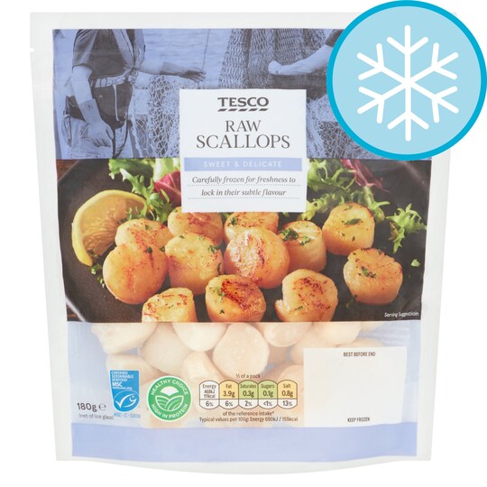Tesco Raw Scallops 180G Tesco Groceries