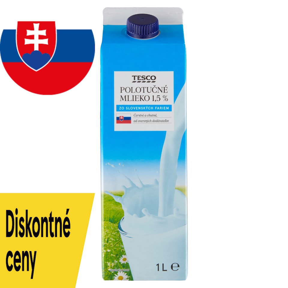 Tesco Polotučné mlieko 1,5 % 1 l