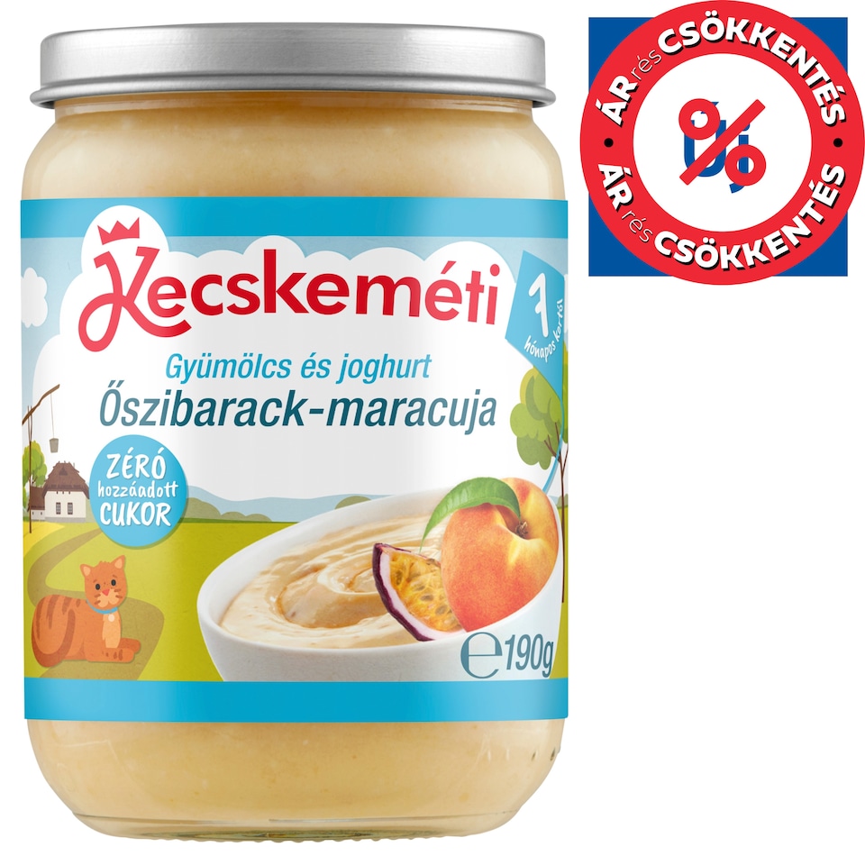 Kecskeméti bio gyümölcs és joghurt őszibarack-maracuja bébidesszert 7 hónapos kortól 190 g