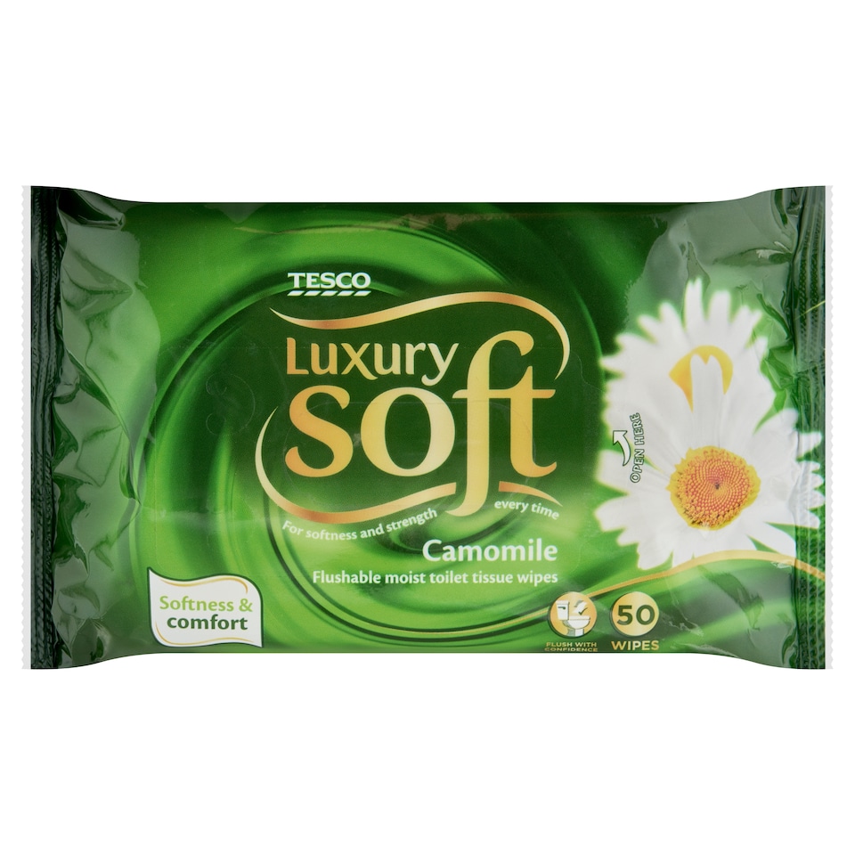 Tesco Luxury Soft Camomile nedves toalettkendő kamilla kivonattal 50 db