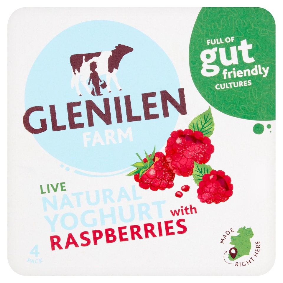 Glenilen Farm Raspberry Yoghurts 4X 125G