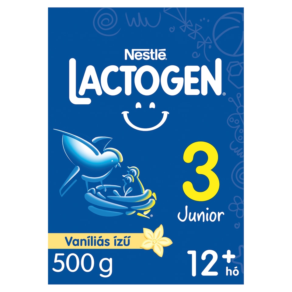 Lactogen 3 Junior Vaníliás ízű Tejalapú italpor vitaminokkal és ásványi anyagokkal 12 hó+ 500 g 1. kép