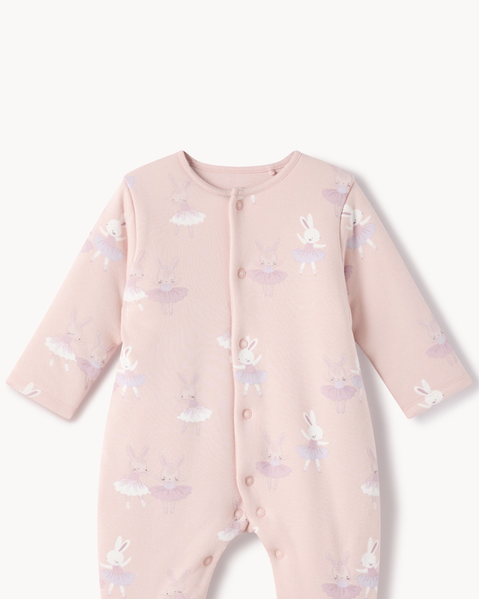 image 1 of F&F Baby Pure Cotton Ballet Bunny 2.5 Tog Sleepsuit in Pink