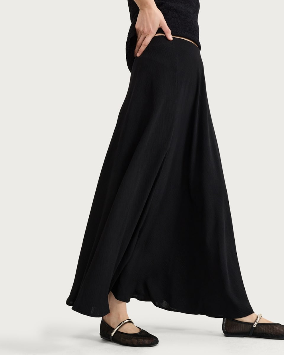 image 1 of F&F A-Line Full Midi Skirt in Black