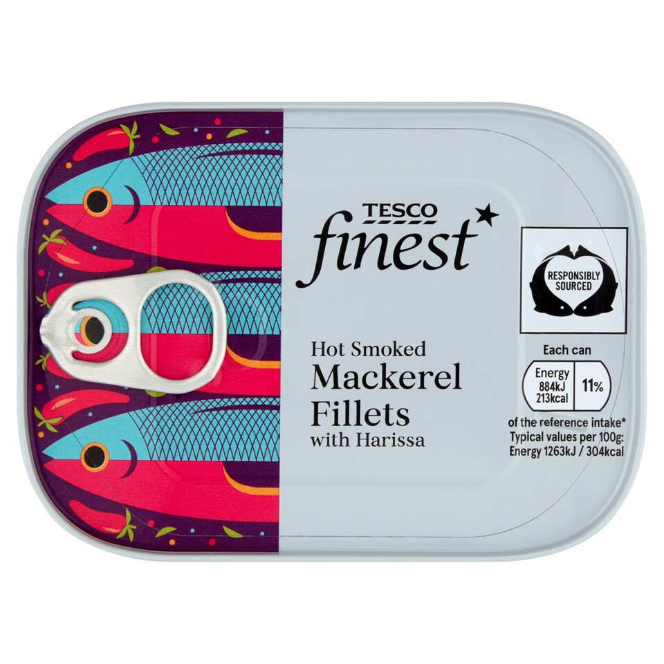 Tesco Finest Hot Smoked Mackerel Fillets & Harissa 110G