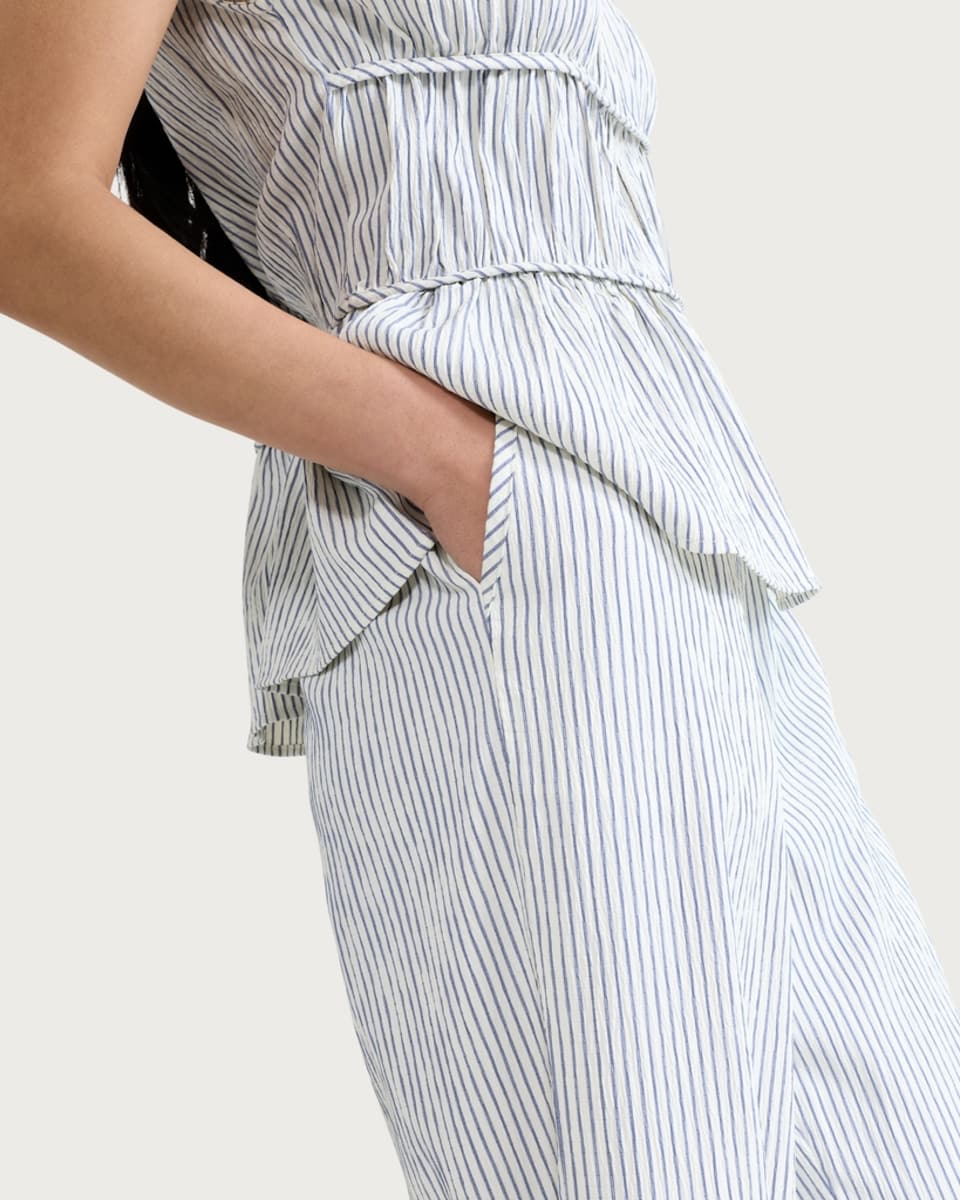 image 1 of F&F Stripe Wide Leg Co-ord Trousers in Blue