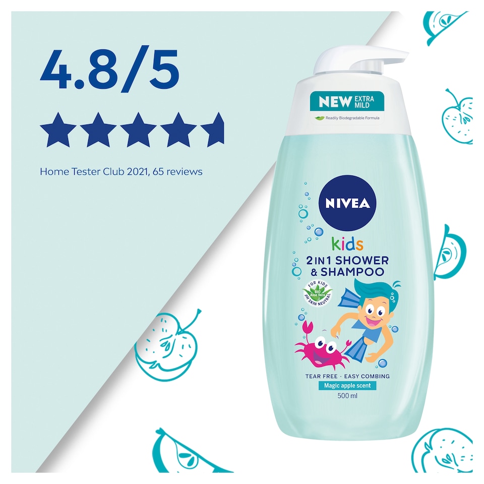 image 1 of Nivea Kids 2 In 1 Shower & Shampoo Magic Apple 500Ml