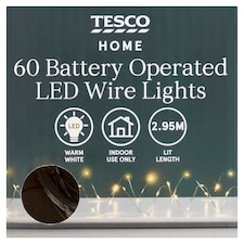 Tesco 60 Warm White Wire Christmas Lights