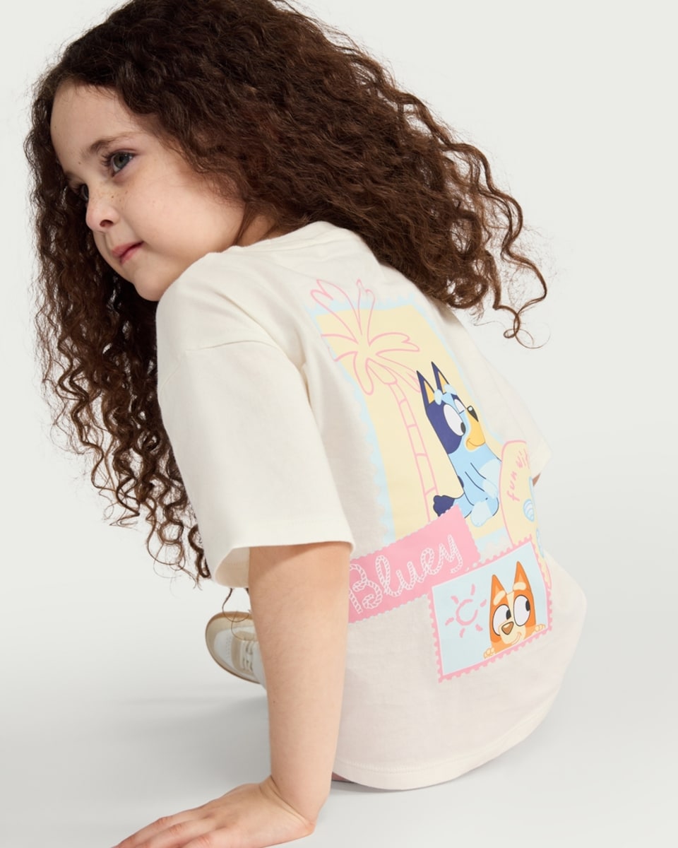 image 1 of Bluey 2-Piece Cotton Rich T-Shirt and Cycling Shorts Set in Multi Pink