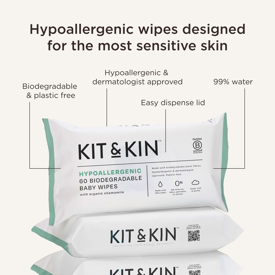 image 1 of Kit And Kin Baby Wipes 60Pk Hypo Allergenic
