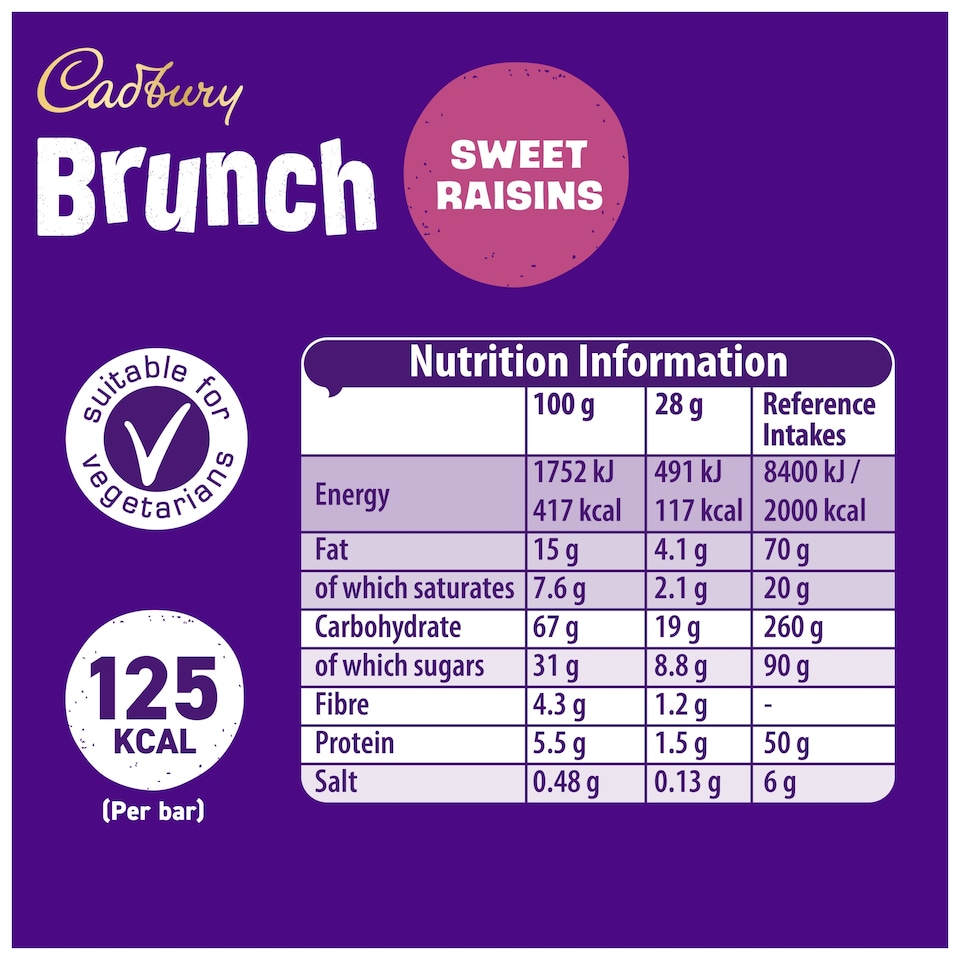 image 1 of Cadbury Brunch Sweet Raisins 4 x 28g