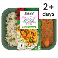 Tesco Plant Chef Vegetable Tikka Masala with Rice & Peas 400g 
