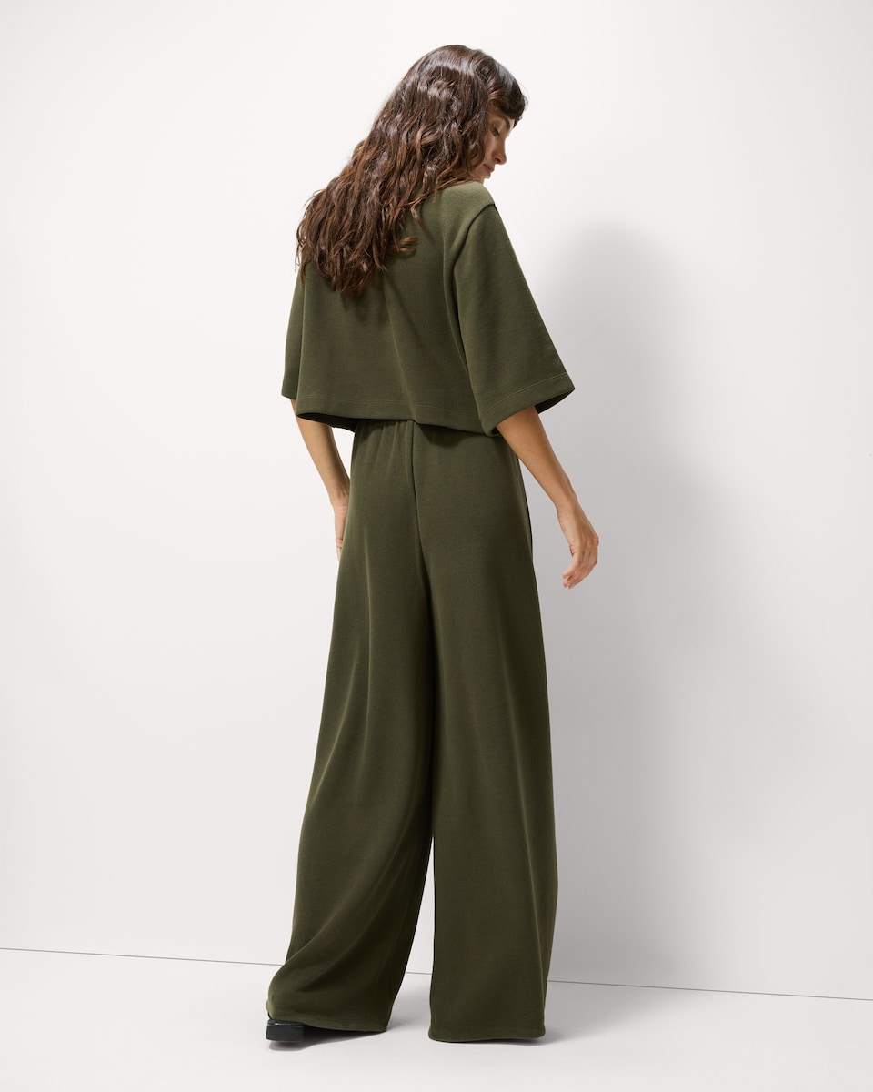 image 1 of F&F Brushed Pleated Wide Leg Co-ord Trousers in Olive