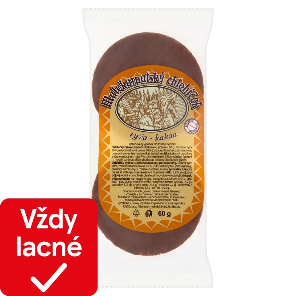 Malokarpatský chlebíček ryža - kakao 60 g