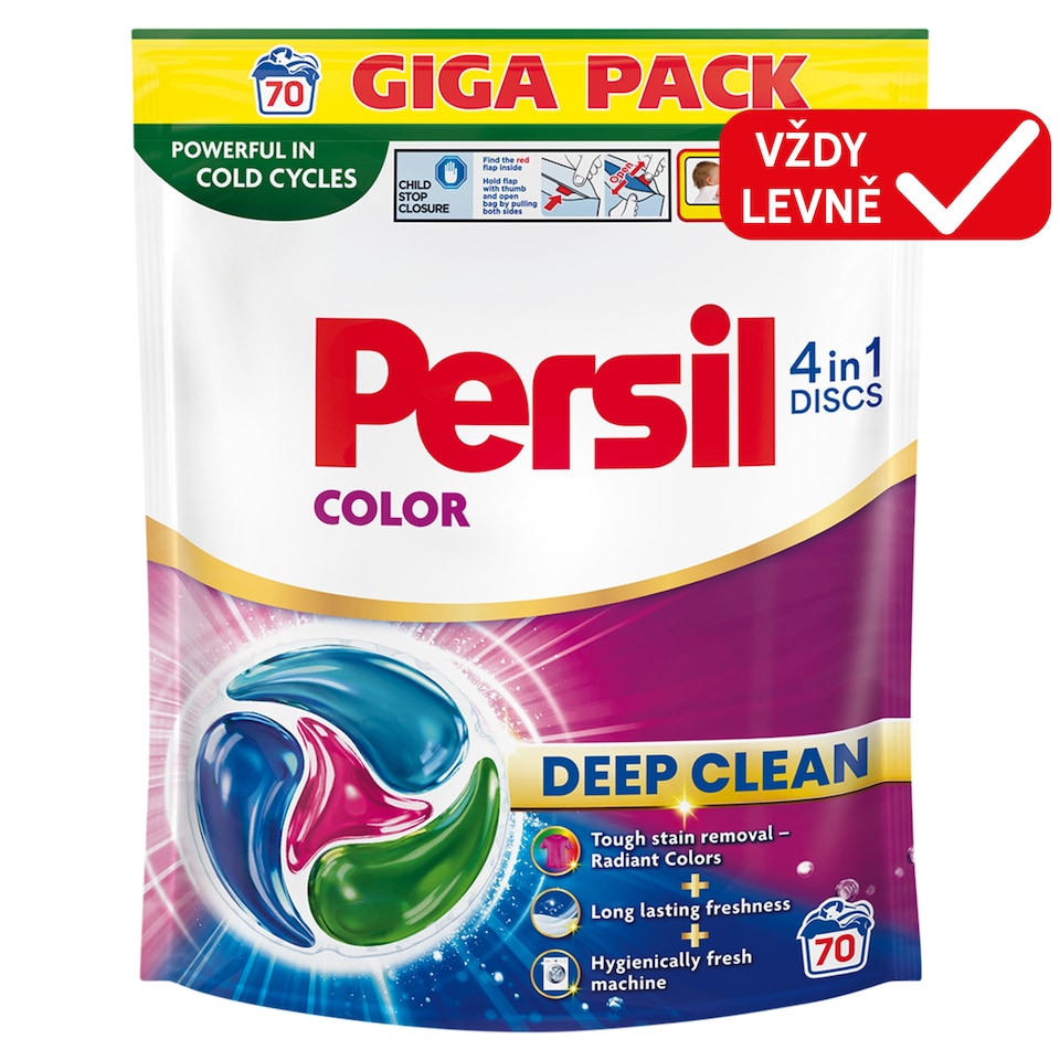Obrázek 1 pro produkt Persil Discs 4in1 Deep Clean Color předdávkovaný prací prostředek 70 praní 70 x 16,5g (1155g)
