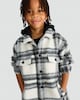 image 1 of F&F Boys Brushed Check Print Hooded Shacket in Grey