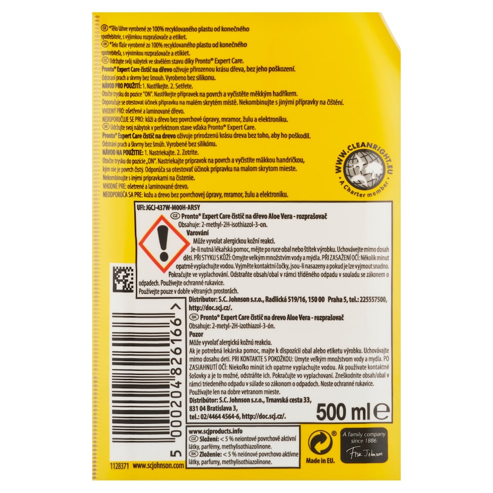 image 1 of Pronto Expert Care Wood Cleaner Aloe Vera 500 ml