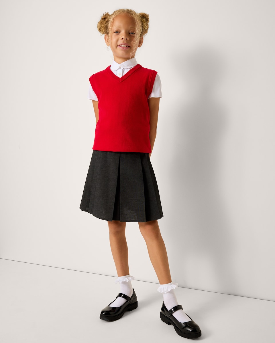 image 1 of F&F School Girls 2-Pack Generous Fit Pleated Skirts in Grey