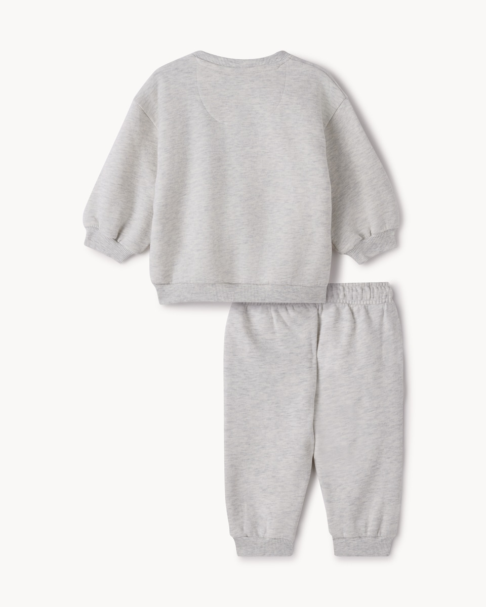image 1 of F&F Baby Cotton Rich Sweatshirt and Joggers Set in Grey Marl