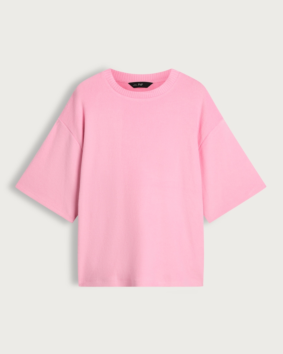 image 1 of F&F Boxy Fit Short Sleeved Brushed T-Shirt in Pink