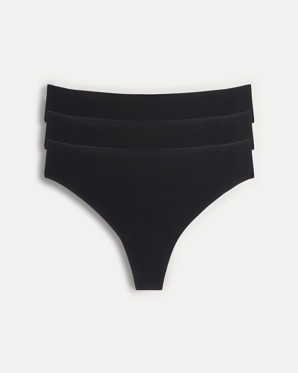 F&F 3-Pack Bonded Thongs in Black