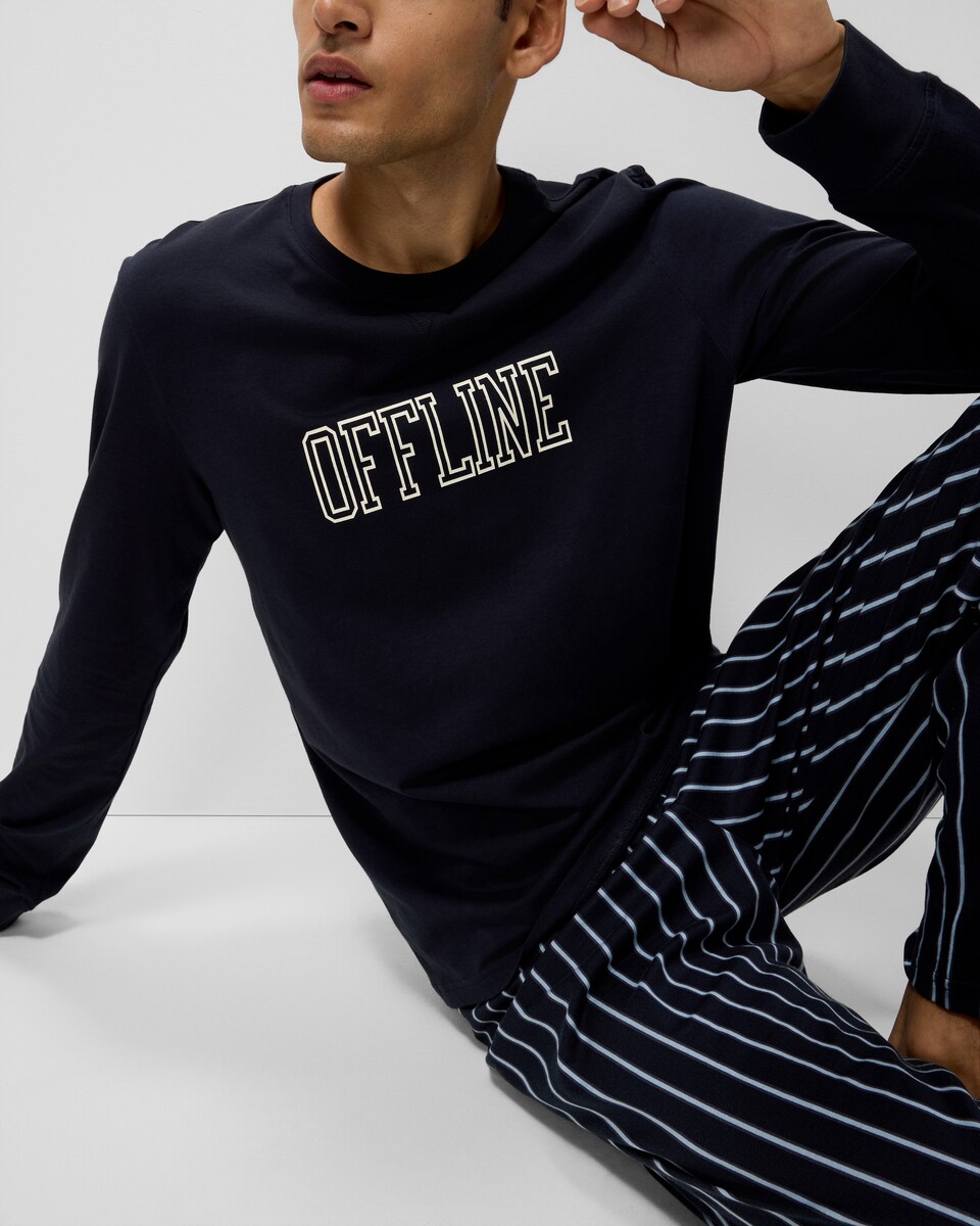 image 1 of F&F Pure Cotton Offline Pyjama Set in Navy