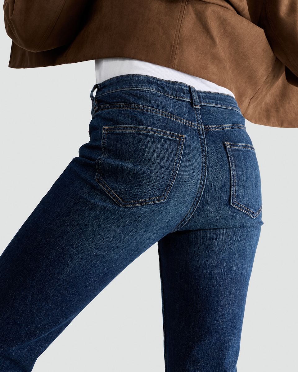image 1 of F&F Cotton Rich Flared Jeans in Navy