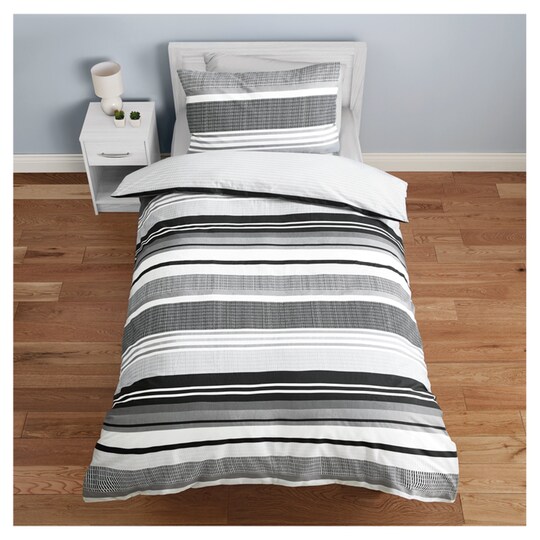 Tesco Black Stripe Duvet Set Single Single Duvets Tesco Groceries