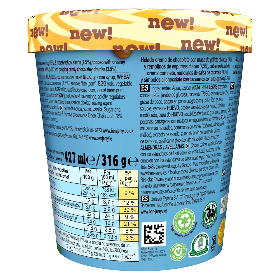 image 1 of Ben & Jerry's Sundae Marshmallow & S'more Ice Cream Tub 427ml