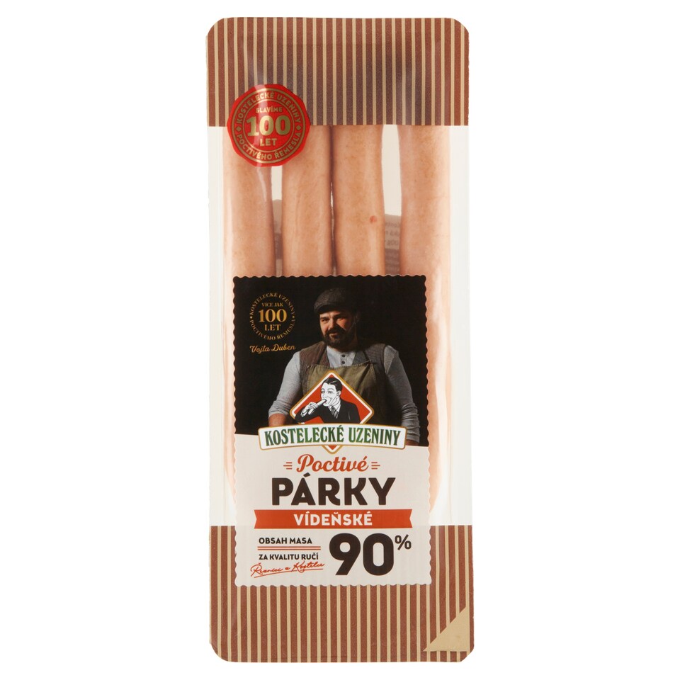 Obrázek 1 pro produkt Kostelecké Uzeniny Poctivé párky vídeňské 0,180kg