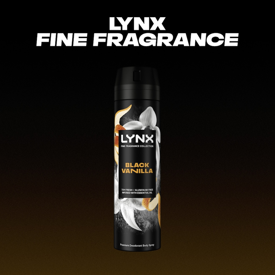 image 1 of Lynx Black Vanilla 72h Fine Fragrance Premium Deodorant Bodyspray for Men 200ml