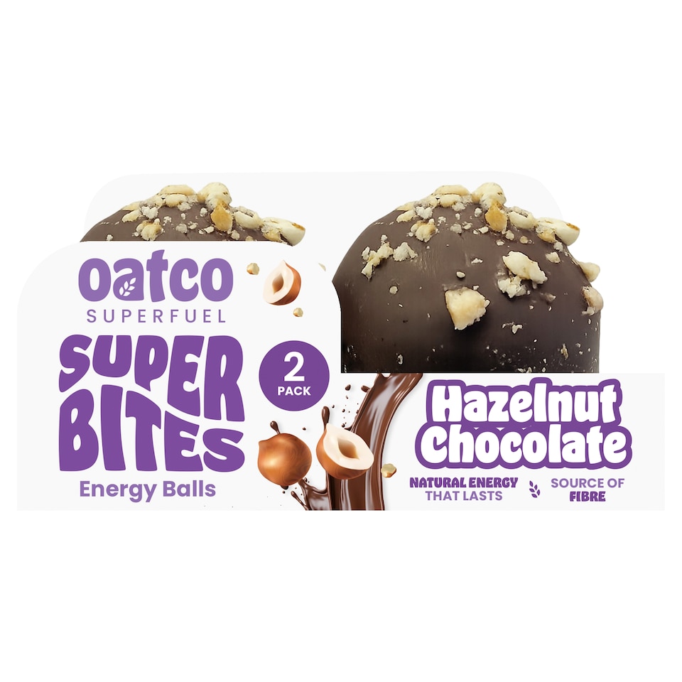 Oatco Super Bites Hazelnut Chocolate Oat Energy Balls 2 Pack 68G