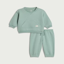 F&F Baby 2-Piece Cotton Rich Sweatshirt and Joggers Set in Mint