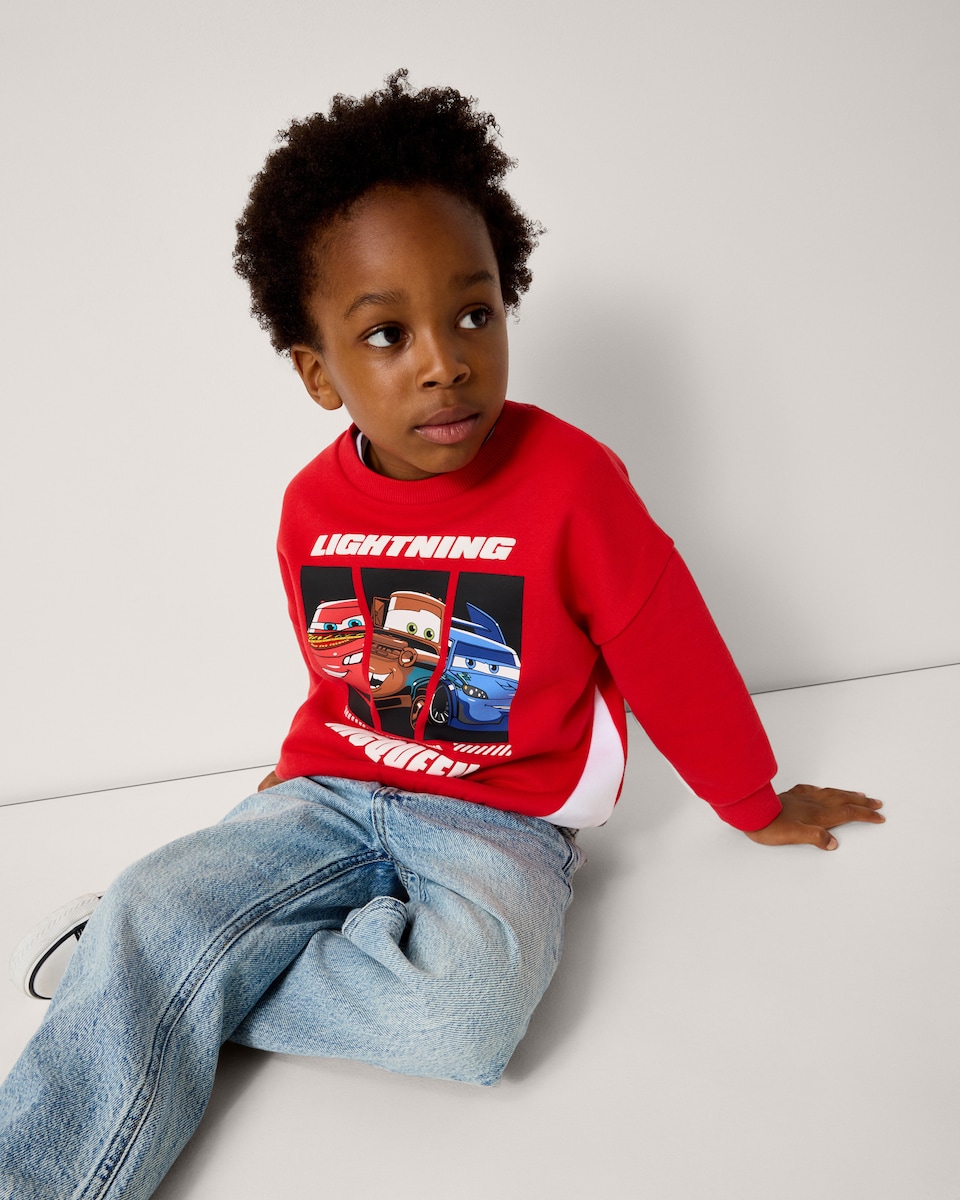 image 1 of Disney Lightning McQueen Cotton Rich Sweatshirt in Red
