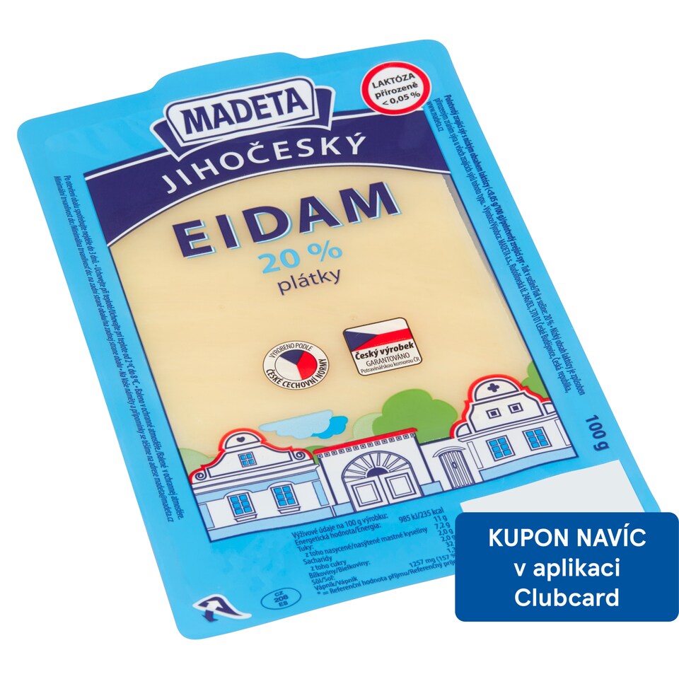 Madeta Jihočeský eidam 20 % plátky 100g
