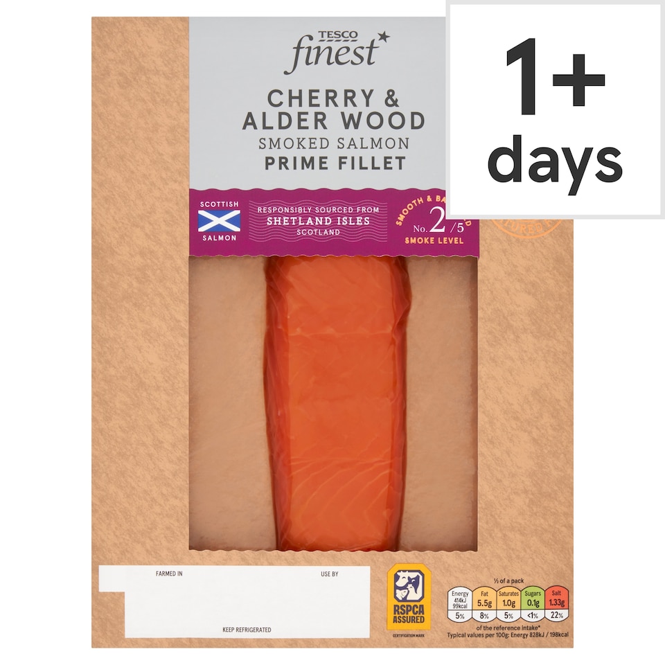 Tesco Finest Cherry & Alder Wood Smoked Salmon Fillet 100g